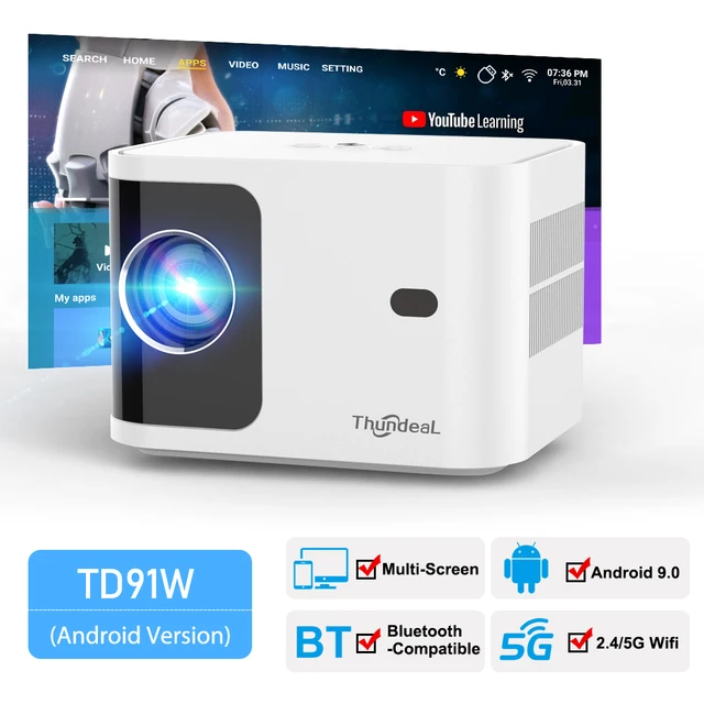 ThundeaL Projetor LED Mini HD 1080P 2K Video 4K TD91 - Melhor projetor custo benefício: a partir de R$ 500